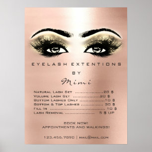 Rose Gold  Makeup Eyes Lashes Extension Prices Poster