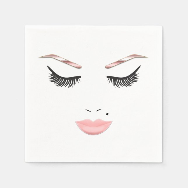 Rose Gold Makeup Face Eyebrows Lips Glam Beauty Napkin (Front)