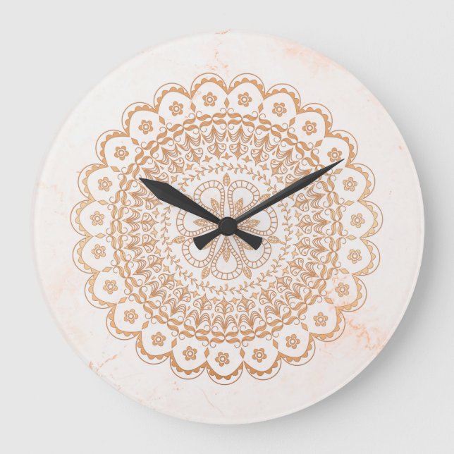 Rose gold mandala large clock (Front)