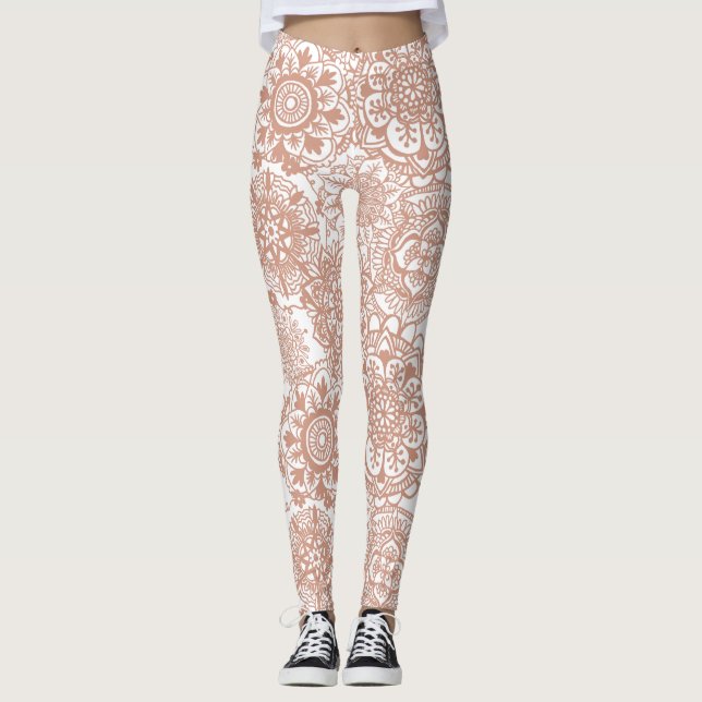 Rose Gold Mandala Pattern Leggings (Front)