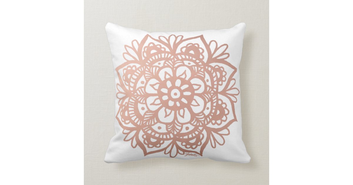 Rose Gold Mandala Throw Pillow Cushion Zazzle