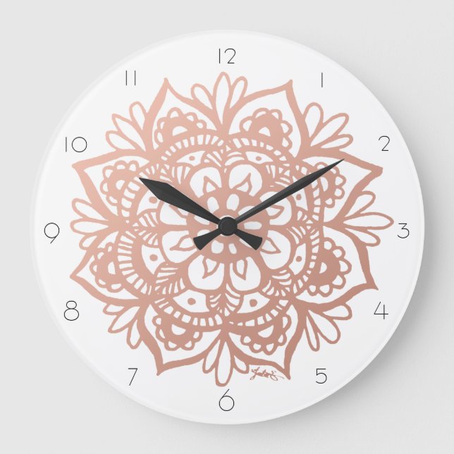 Rose Gold Mandala Wall Clock (Front)