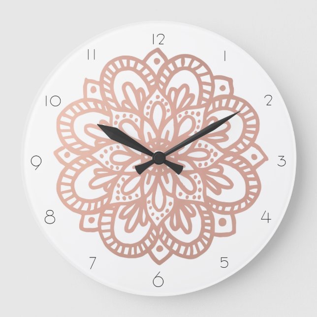 Rose Gold Mandala Wall Clock (Front)