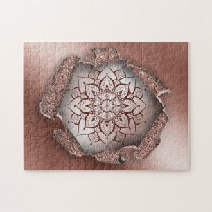 Rose Gold Mandala  yoga zen Jigsaw Puzzle