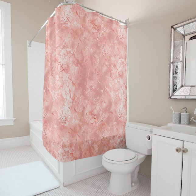 Rose Gold Marble 4 Shower Curtain (In Situ)