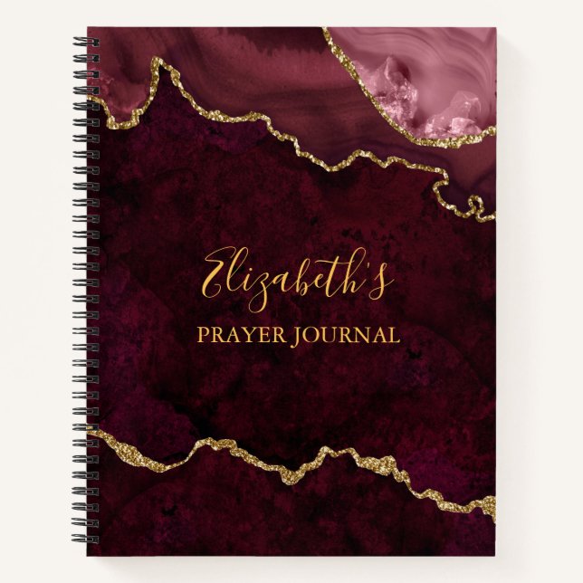 Rose Gold Marble Agate Geode Prayer Journal (Front)