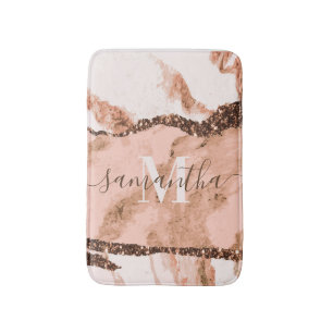 Rose Gold Marble and Glitter Bath Mat