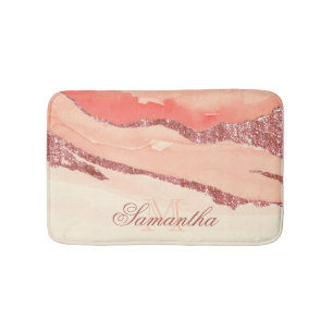 Rose Gold Marble and Glitter Bath Mat