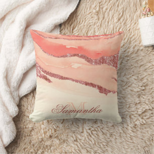 Rose Gold Marble and Glitter Cushion
