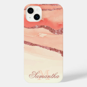 Rose Gold Marble and Glitter iPhone 14 Plus Case