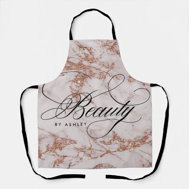 Rose Gold Marble Beauty Apron (Front)