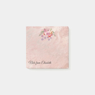 Rose gold marble boho watercolor floral post-it notes