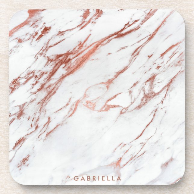 Rose Gold Marble Coaster (Front)