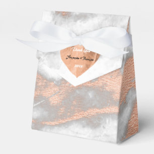 Rose Gold Marble Copper Heart 16th Wedding Favour Box