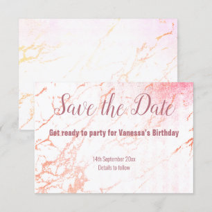 ROSE GOLD MARBLE DESIGN SAVE THE DATE RSVP CARD