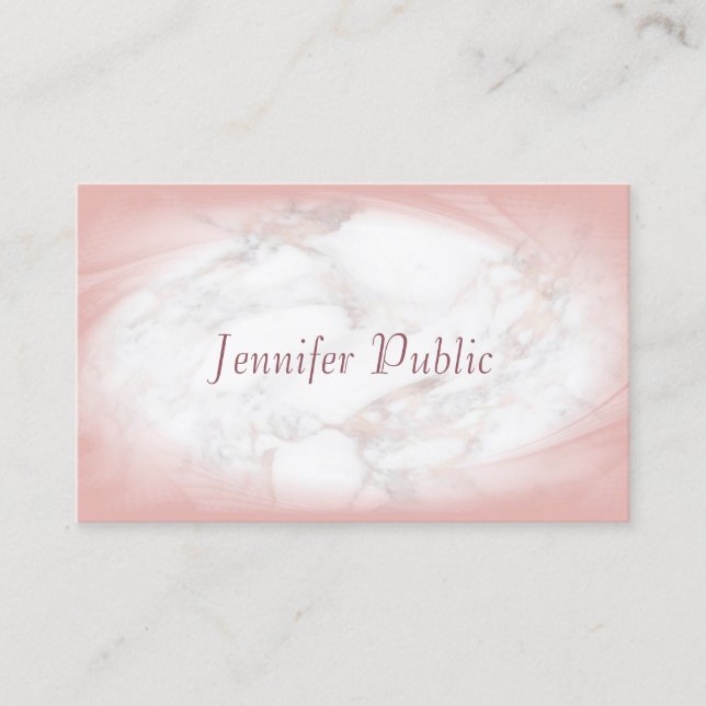 Rose Gold Marble Elegant Handwritten Script Modern Business Card (Front)