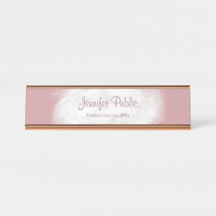 Rose Gold Marble Elegant Template Professional Desk Name Plate