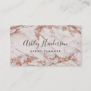 Rose Gold Marble Event Planner Business Card