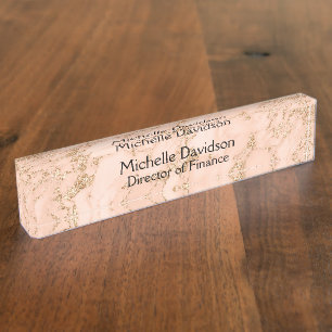 Rose Gold Marble Executive Nameplate