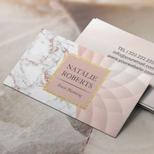 Rose Gold Marble Geometric Lotus Event Planning Business Card