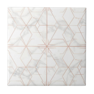 Rose Gold Marble Geometric Pattern Ceramic Tile