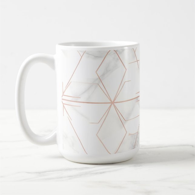 Rose Gold Marble Geometric Pattern Coffee Mug (Left)