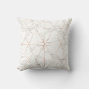 Rose Gold Marble Geometric Pattern Cushion