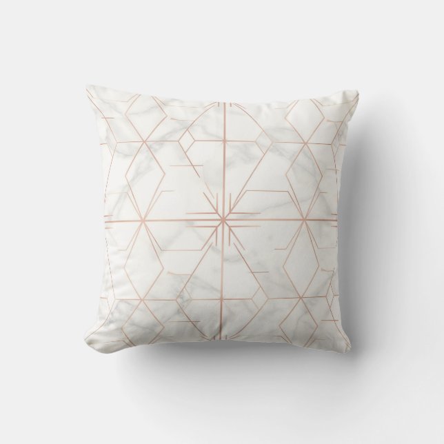 Rose Gold Marble Geometric Pattern Cushion (Front)