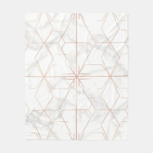 Rose Gold Marble Geometric Pattern Fleece Blanket
