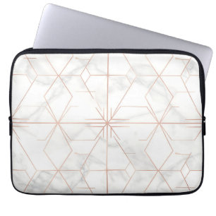 Rose Gold Marble Geometric Pattern Laptop Sleeve