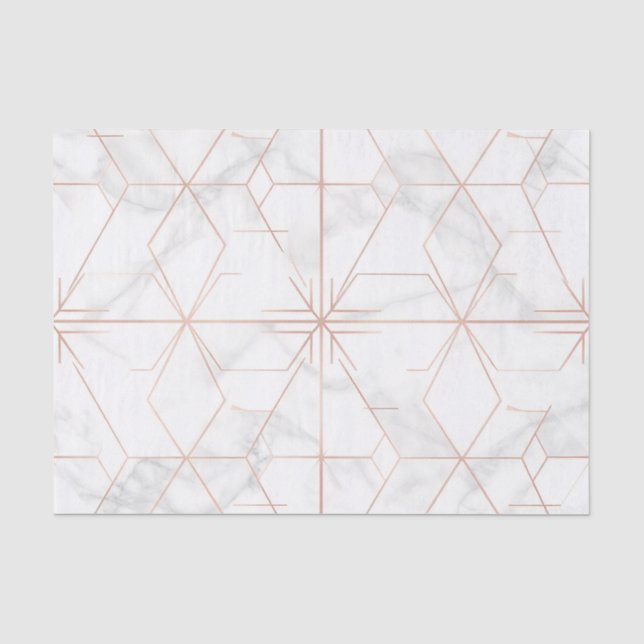 Rose Gold Marble Geometric Pattern Tissue Paper (Front)