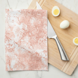 Rose Gold Marble Glitter 2 Tea Towel