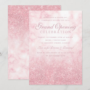 Rose Gold Marble Glitter Corporate Grand Opening  Invitation