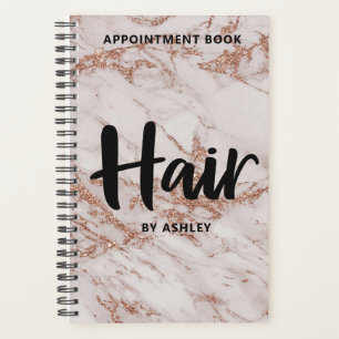 Rose Gold Marble Hair Appointment Book Planner