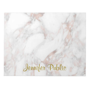 Rose Gold Marble Hand Script Elegant Template Notepad