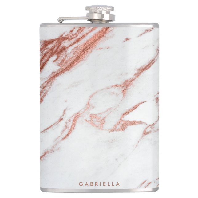Rose Gold Marble Hip Flask (Front)
