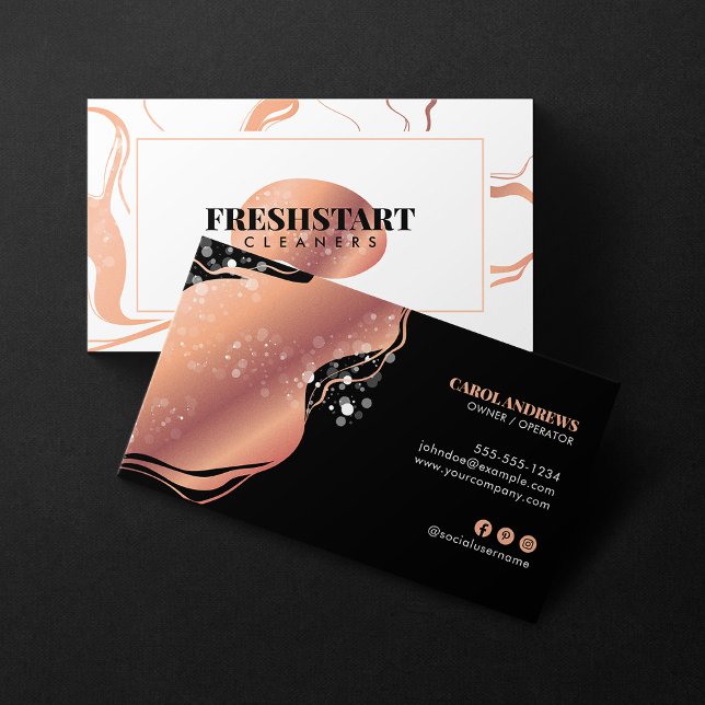 Rose Gold Marble Home Cleaning Maid Service Business Card (Creator Uploaded)
