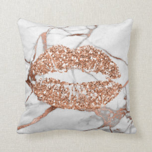 Rose Gold Marble Kiss Lips Makeup Copper Cushion
