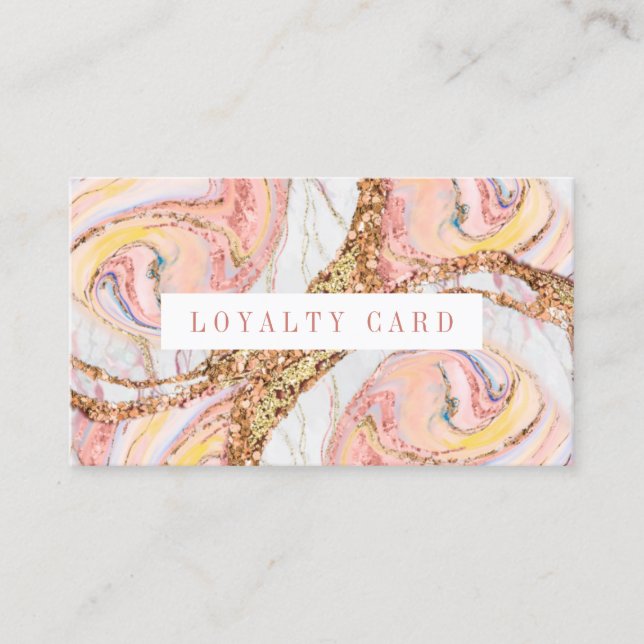 Rose Gold  Marble Lashes Brow Makeup Artist Loyalty Card (Front)