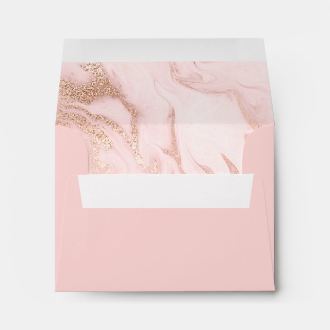 Rose Gold Marble Lined Wedding RSVP Envelope (Back (Bottom))