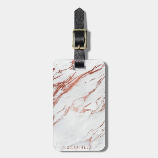 Rose Gold Marble Luggage Tag (Front Vertical)
