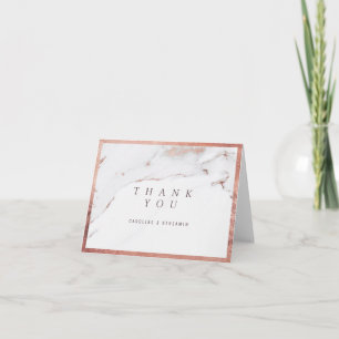 Rose gold marble luxury modern wedding thank you card
