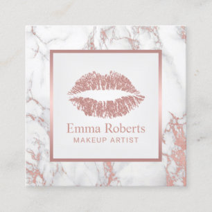 Rose Gold Marble Makeup Artist Beauty Salon Square Business Card