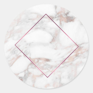 Rose Gold Marble Modern Elegant Blank Template Classic Round Sticker
