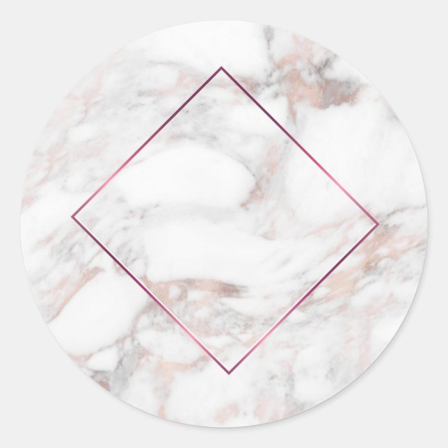 Rose Gold Marble Modern Elegant Blank Template Classic Round Sticker (Front)