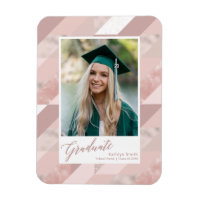 Rose Gold Marble Modern Graduation Girl Photo