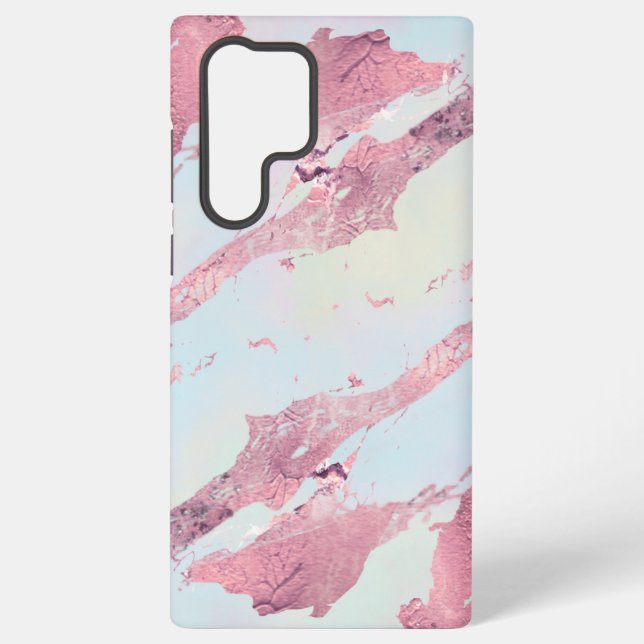 Rose Gold Marble Pastel Pattern Samsung Galaxy S22 Ultra Case (Back)