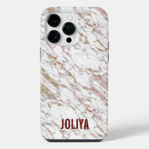 Rose Gold Marble Pattern iPhone 14 Pro Max Case