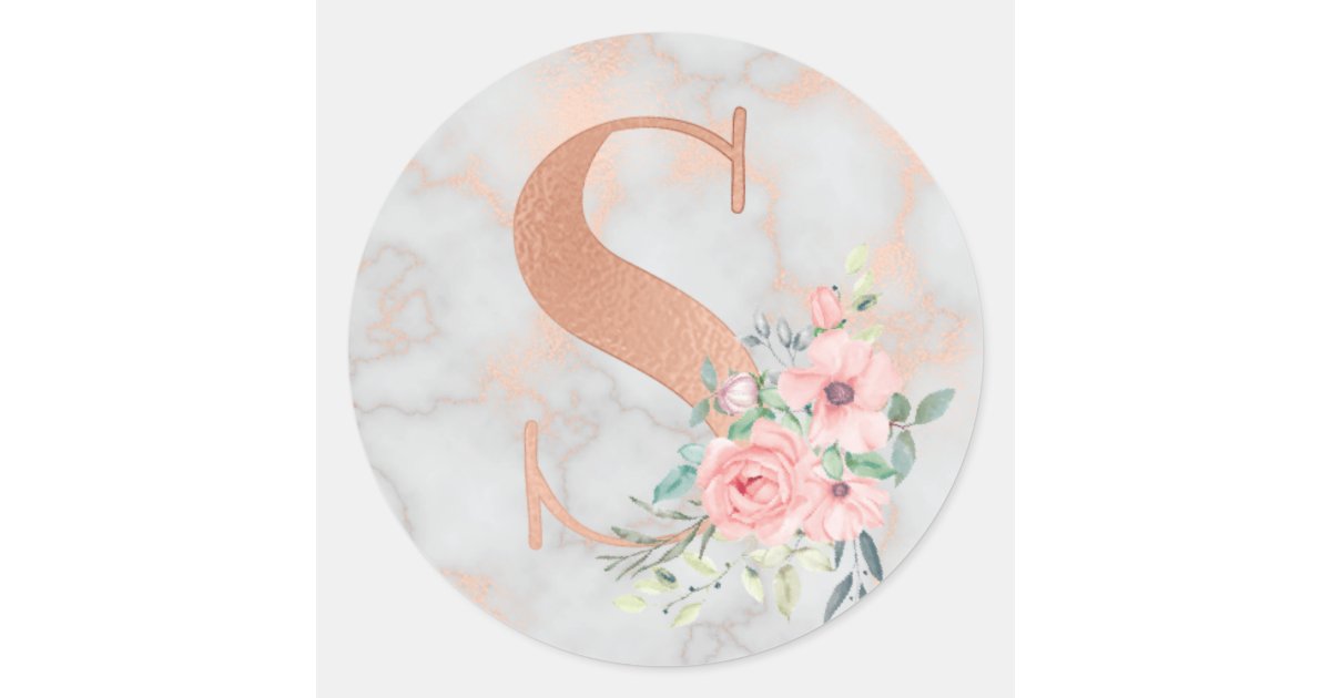 Download Rose Gold Marble Pink Flowers Monogram Letter S Classic ...