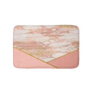 Rose Gold Marble Pink Geometric Modern Bath Bath Mat